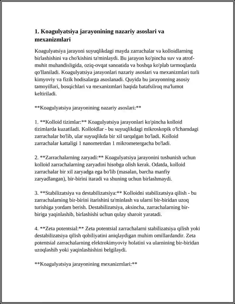 KOAGULYASIYA JARAYONINI KIMYO NEFT-GAZ SANOATLARIDAGI VA ATROF MUHIT MUHOFAZASIDAGI AHAMIYATI 4