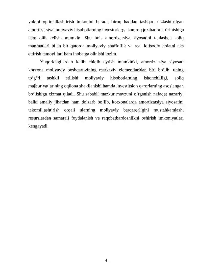 AMARTIZATSIYA SIYOSATININGMOLIYAVIY XOSOBOT KOʻRSATKICHLARIGA TAʼSIRI 4
