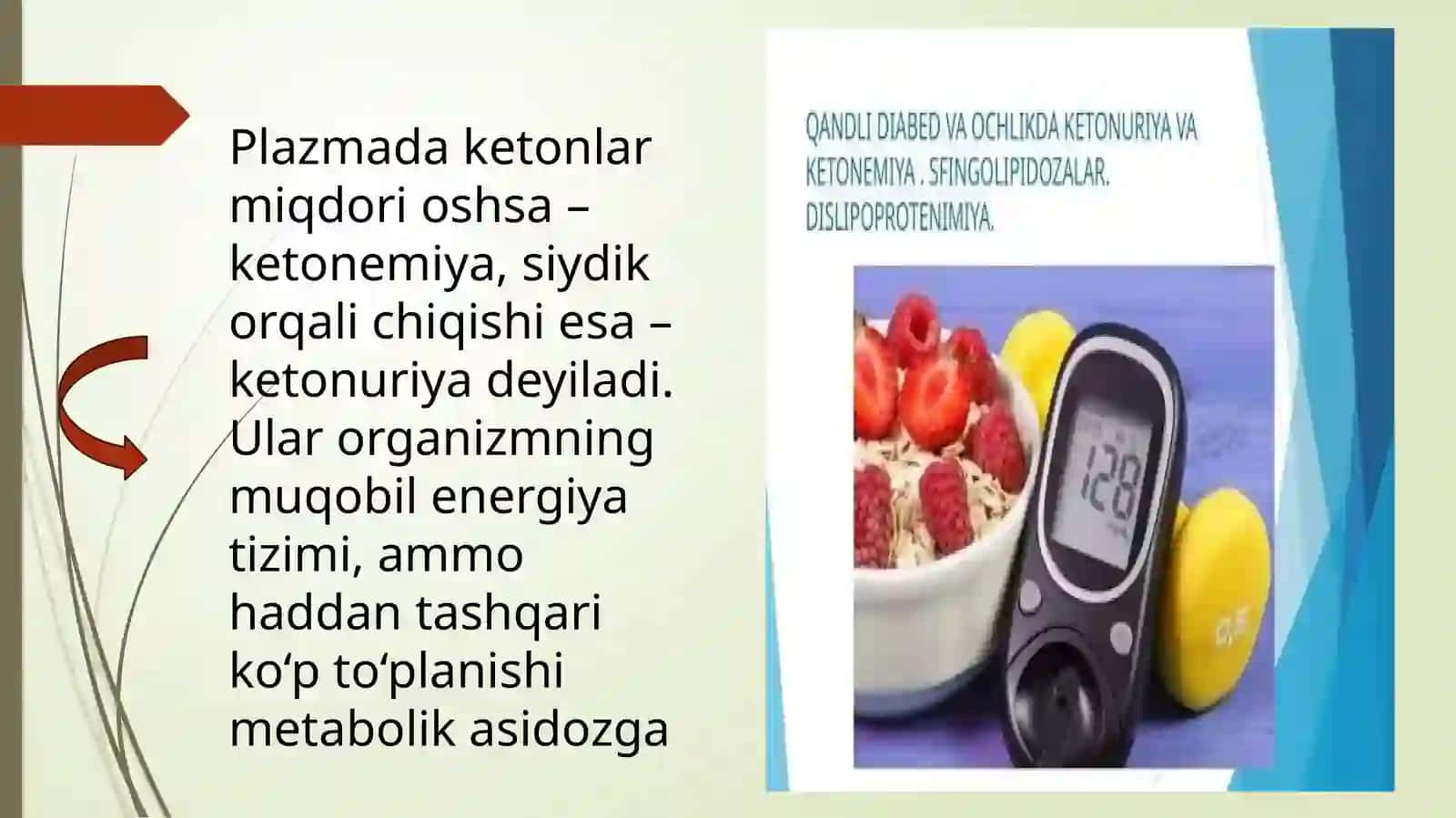 Qandli diabet va ochlikda ketonuriya va ketonemiya 4