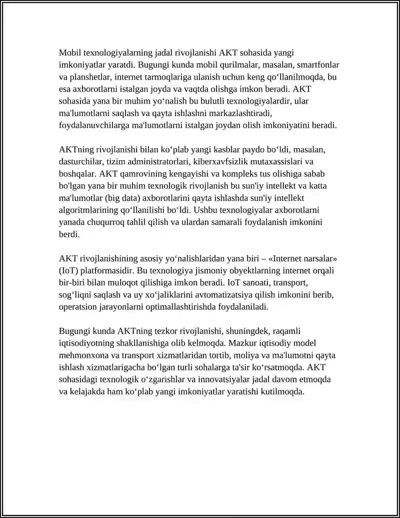 AXBOROT KOMMUNIKATSIYA TEXNOLOGIYALARINI KASBIY FAOLIYATDA QÔLLASH FANIGA 4