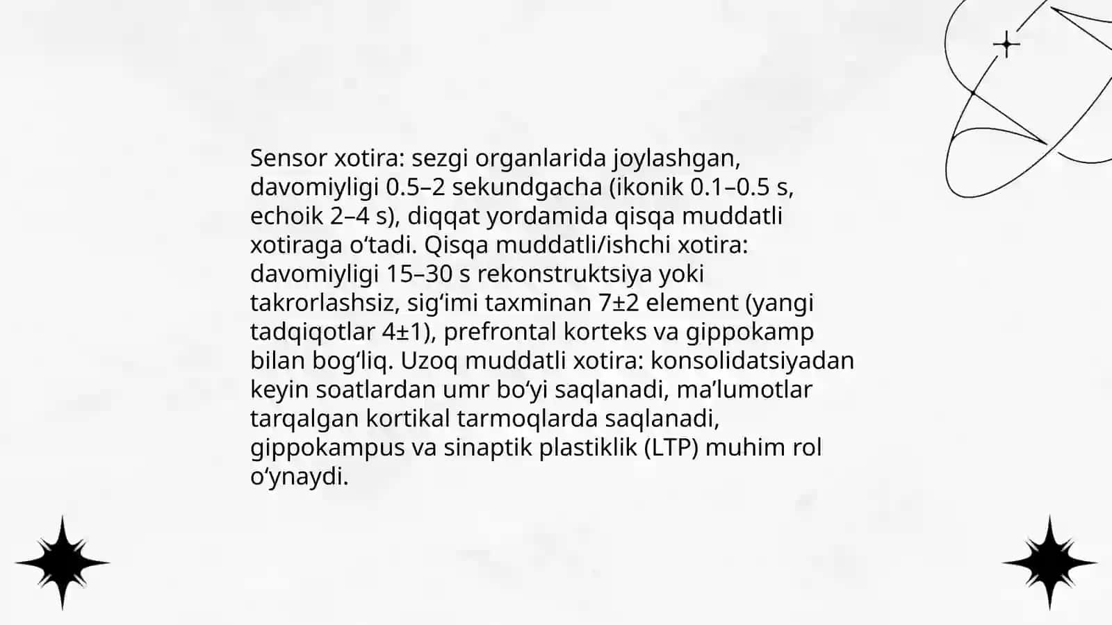 Xotira haqida tushuncha va uning nerv fizalogik asosi taqdimot tayyorlash 4