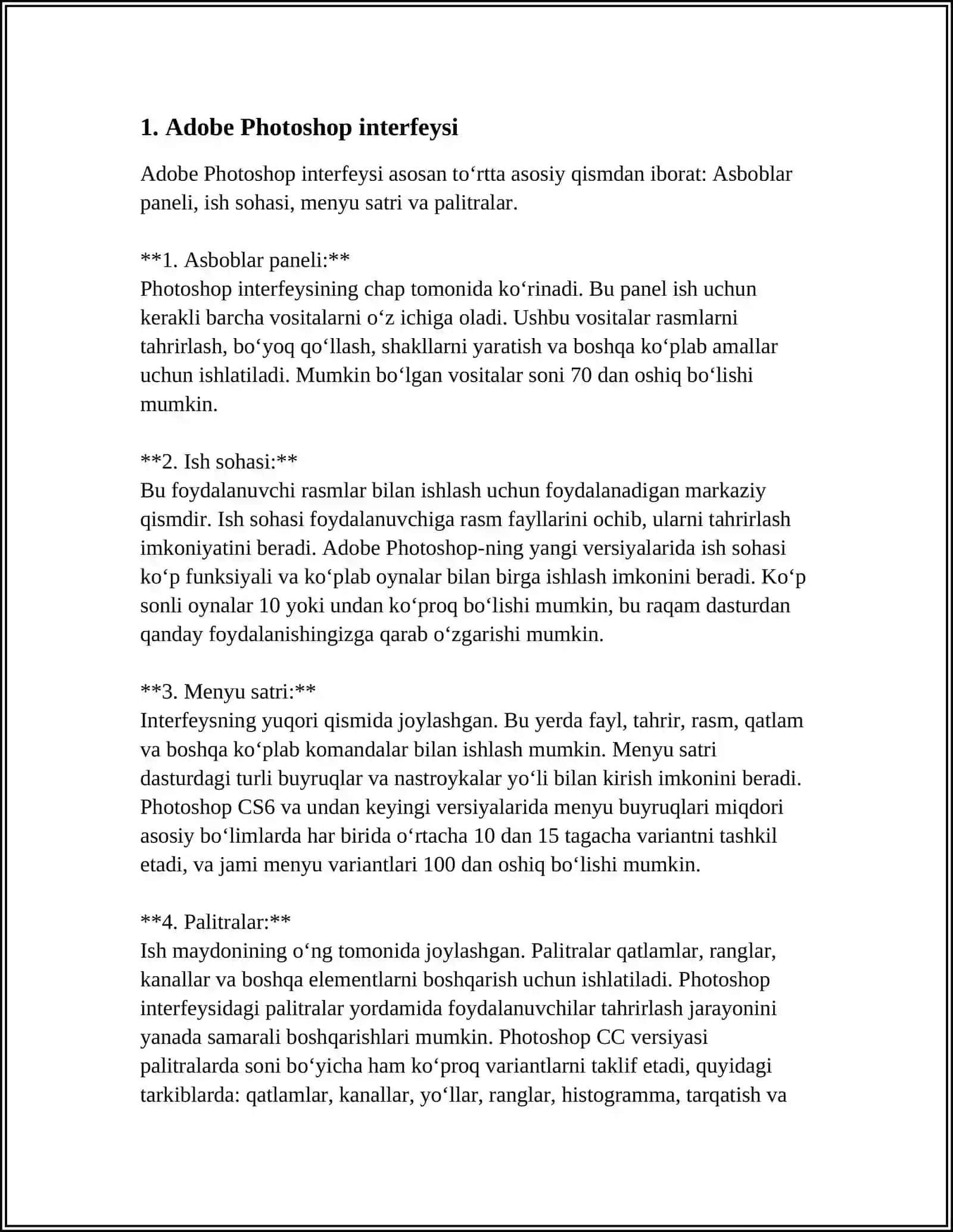 ADOBE PHOTOSHOP DASTURINING ASOSIY TUSHUNCHALARI 4