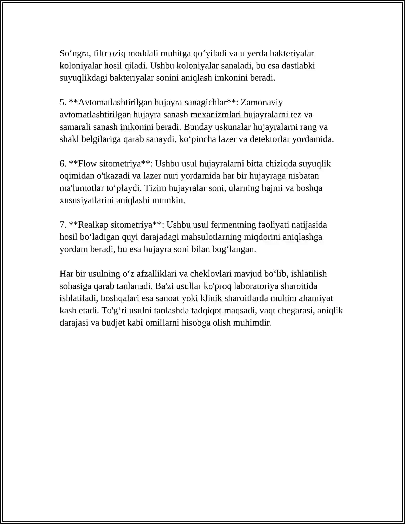 MIKROORGANIZMLARNI O'STIRAYOTGANDA HUJAYRA MIQDORINI NAZORAT QILISH 4
