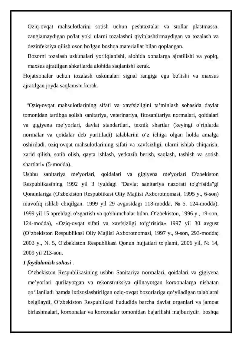 Bozorlar Qoshidagi Ovqatlanish Shahobchalar Sanitariya Nazorati 4