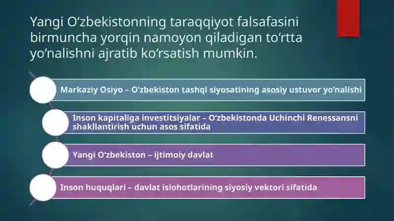 Yangi O'zbekiston xalqaro chiliv va insonparvar davlat qurishning ijtimoiy-siyosiyahamiyati 4