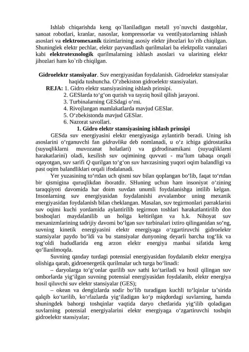 ELEKTR ENERGIYA HOSIL QILUVCHI ENERGETIK QURILMALAR 4