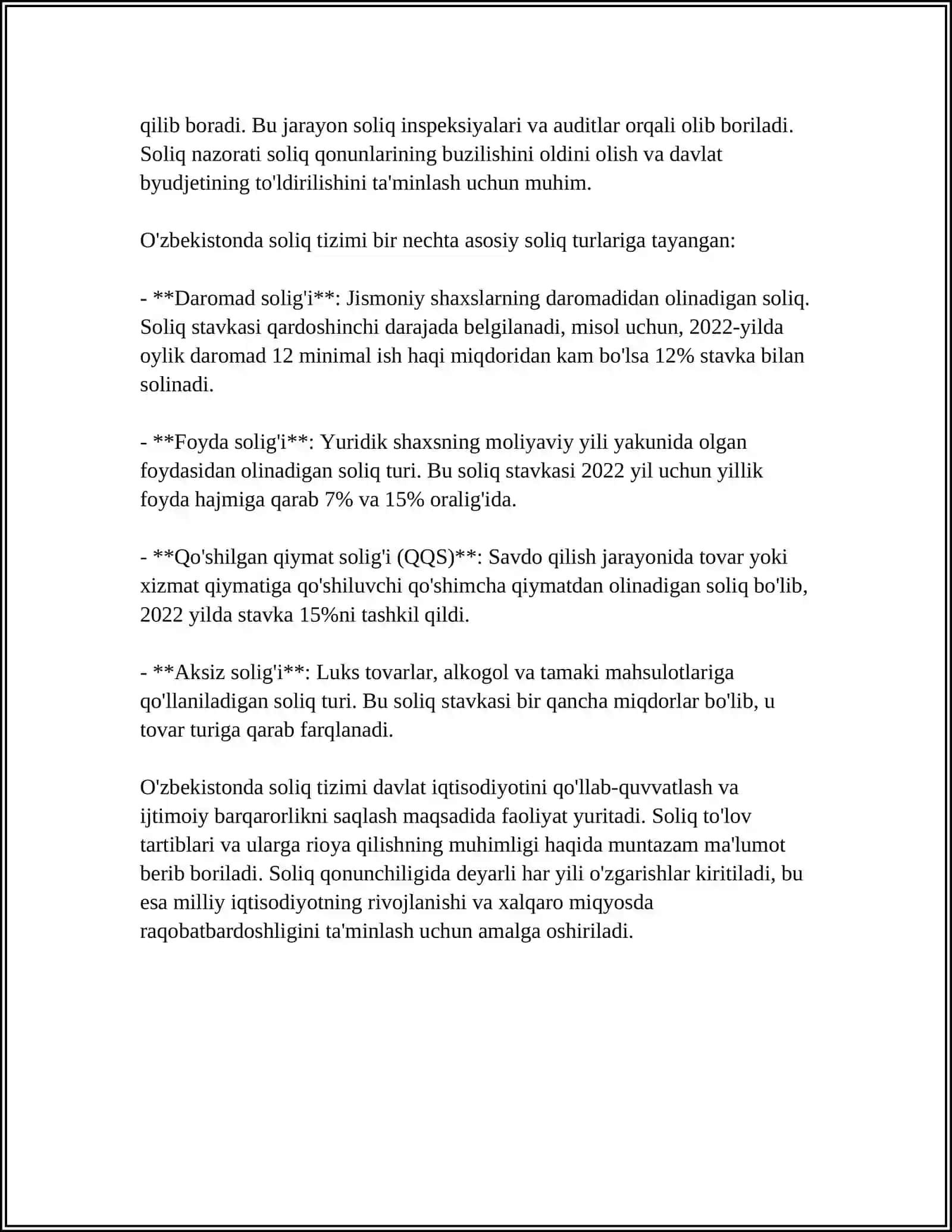 SUV RESURSLARIDAN FOYDALANGANLIK UCHUN SOLIQ 4