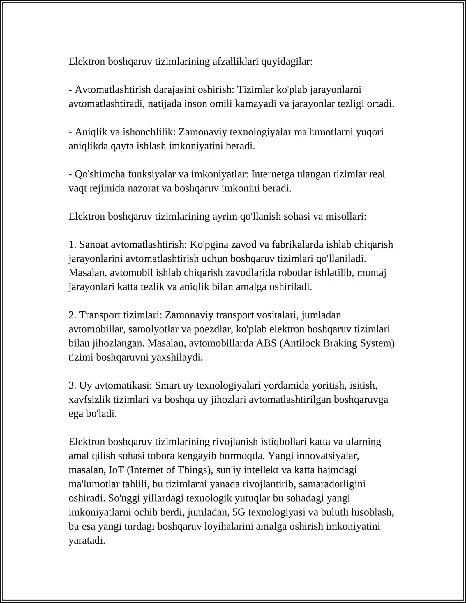 Elektron boshqaruv tizimlari 4