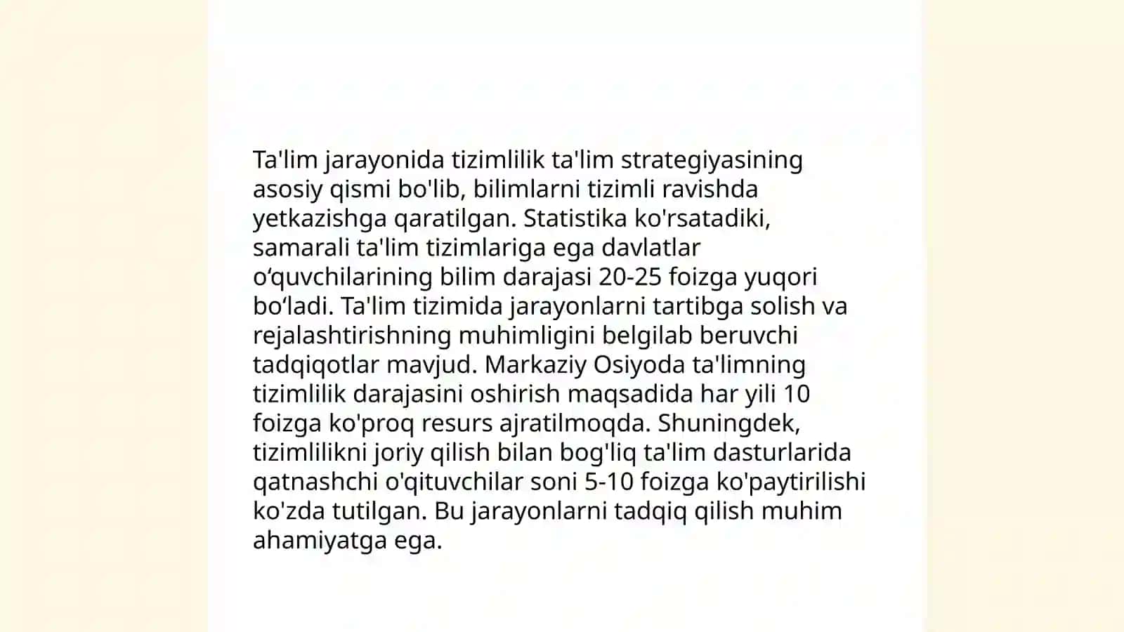 Ta'limning tizimlik va izchillik prinsiplarini amalga oshirish qoidalari 4