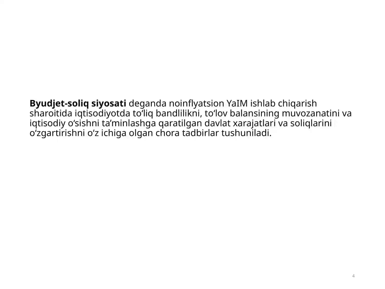 DAVLAT BYUDJETI, SOLIQLAR VA DAVLAT QARZI 4