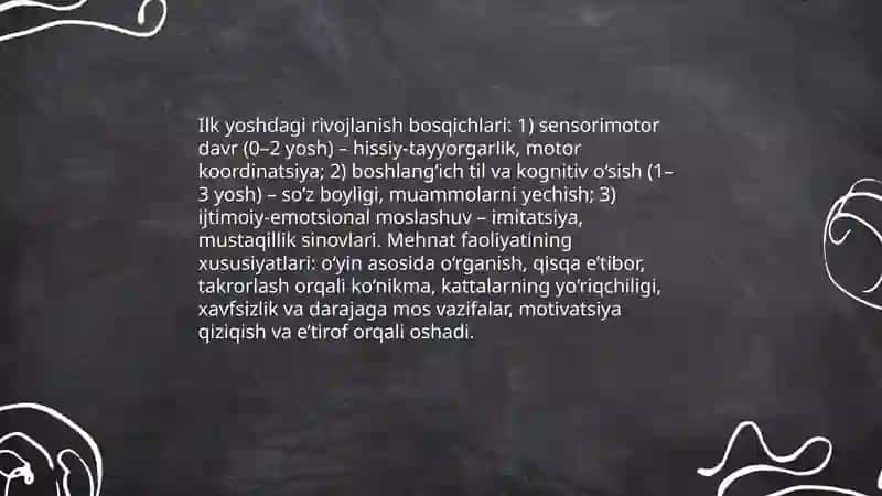 Ilk yoshdagi bolalar mehnat faoliyatining xususiyatlari taqdimot 4