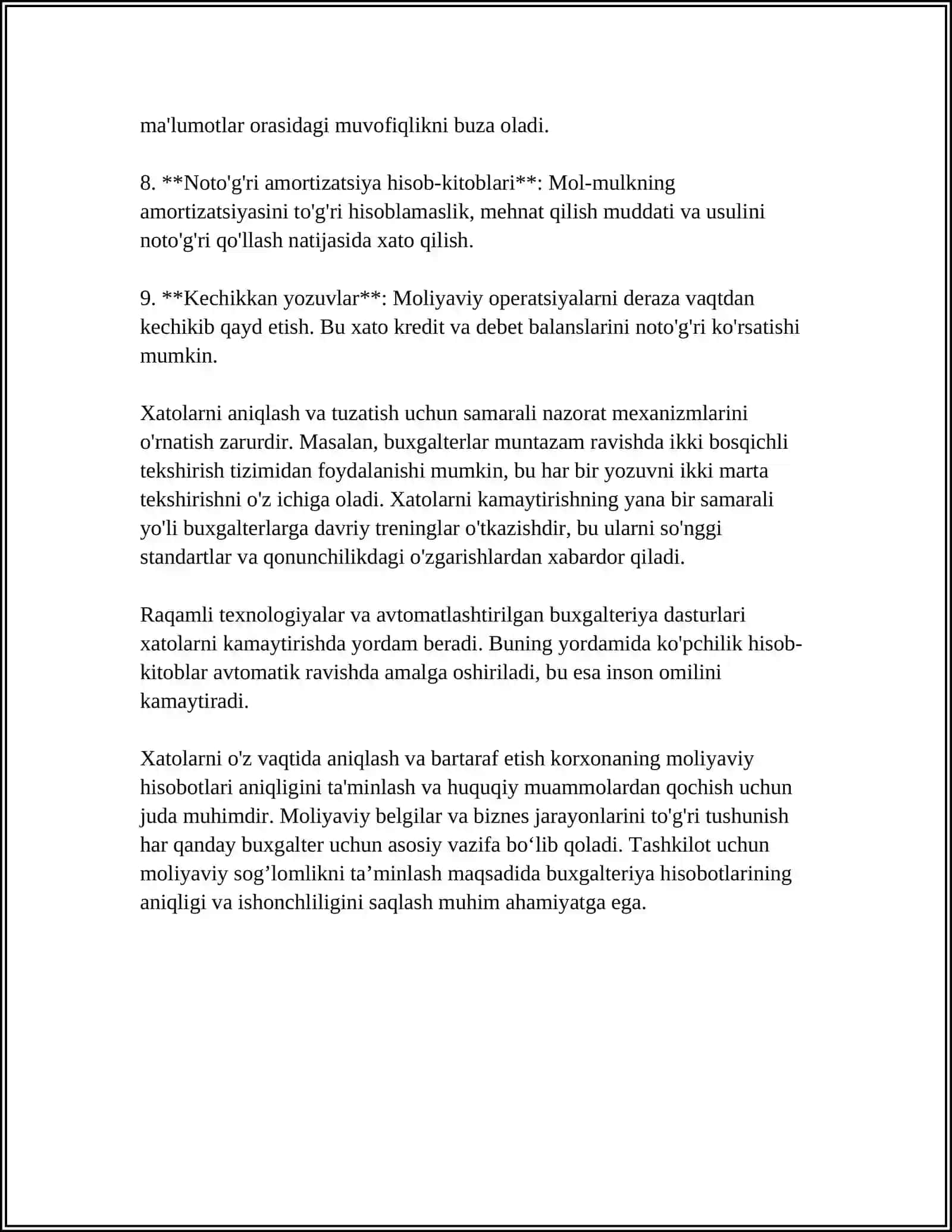 BHXS (IAS) 8." XISOB SIYOSATI VA BUXGALTERIYA HISOBIDAGI O'ZGARISHLAR VA XATOLAR" 4
