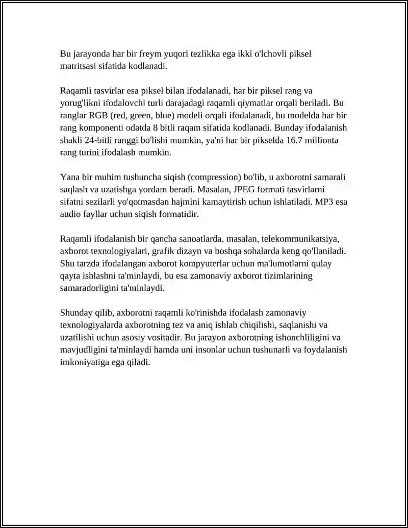 AXBOROTLAR KOMPYUTERDA TASVIRLANISHI. SANOQ SISTEMASI VA UNING TURLARI 4