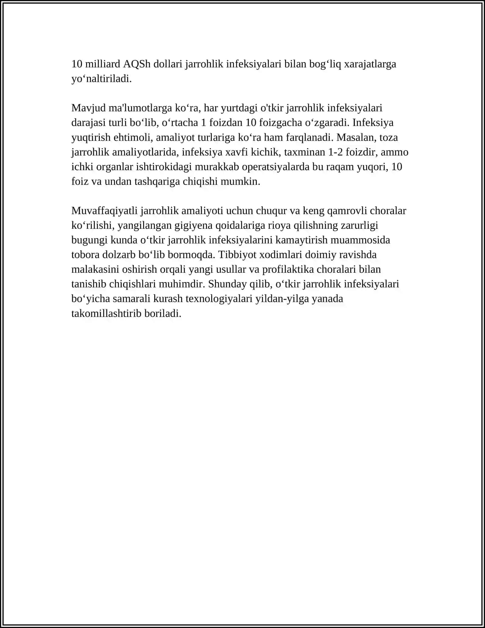 O‘tkir va Surunkali Spesifik Xirurgik Infeksiya 4