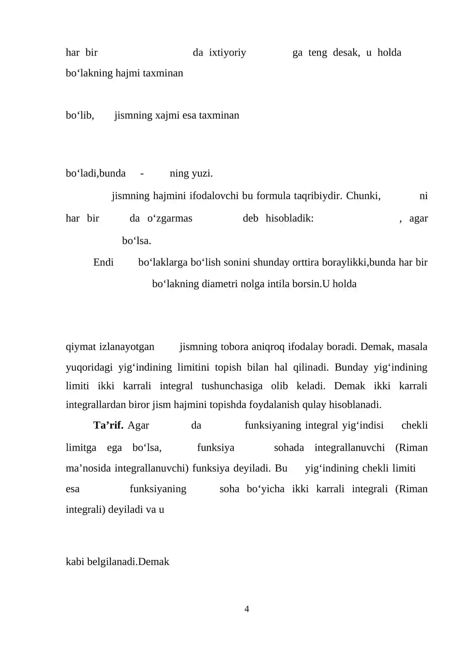 Ikki karrali integral yordamida yuza va hajmni hisoblash 4