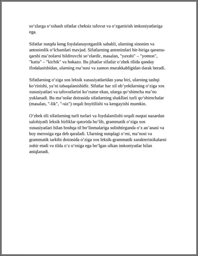 SIFATNING TAʼRIFI VA LEKSIK GRAMMATIK XUSUSIYATLARI 4