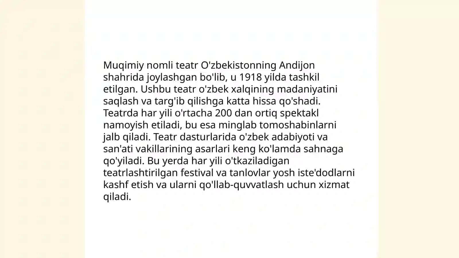 Toshkent shahridagi Muqimiy nomidagi teatr tarixi 4