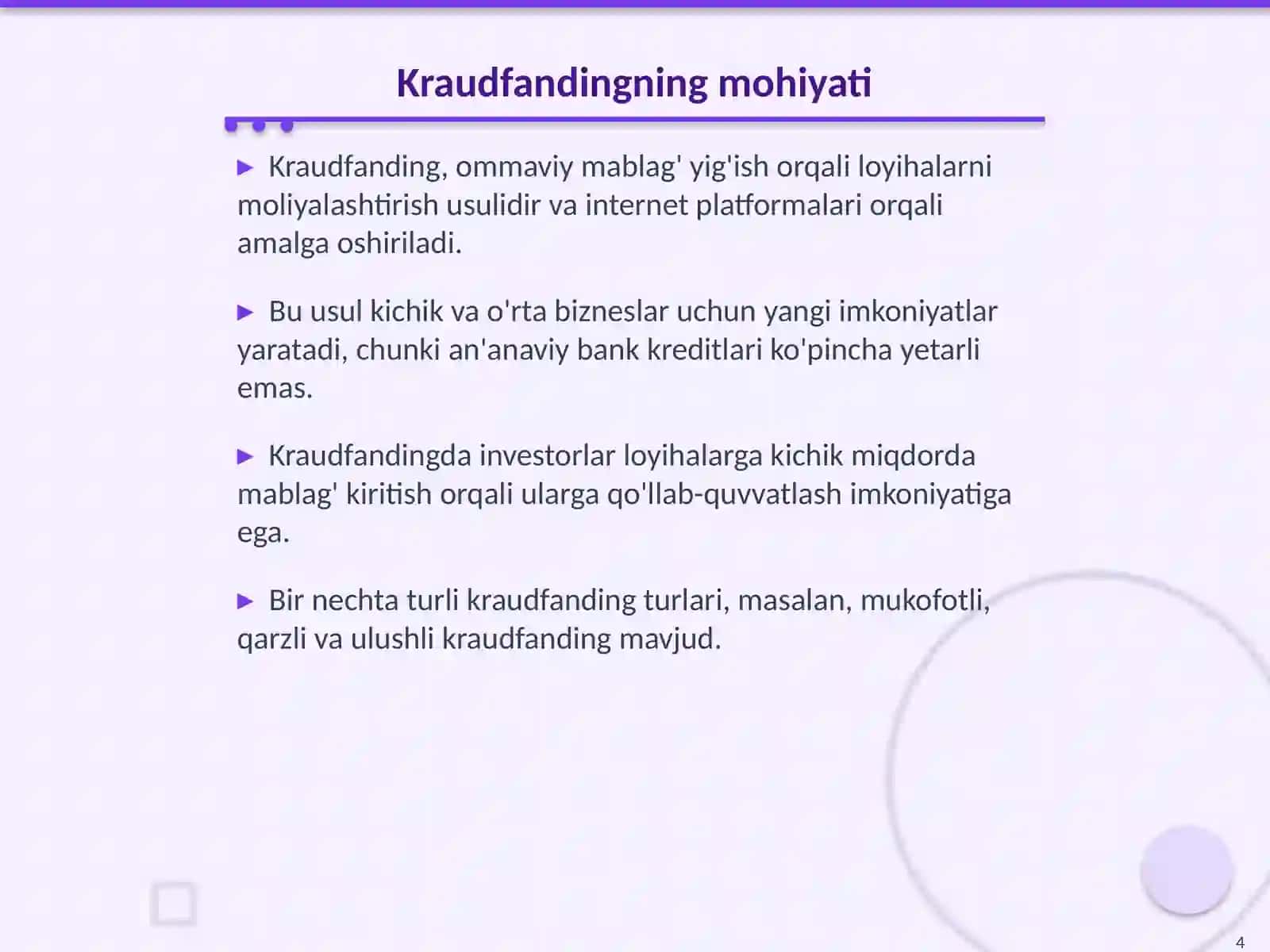 Kraudfanding orqali moliyalashtiriladigan loyihalarda investitsiya baholash 4