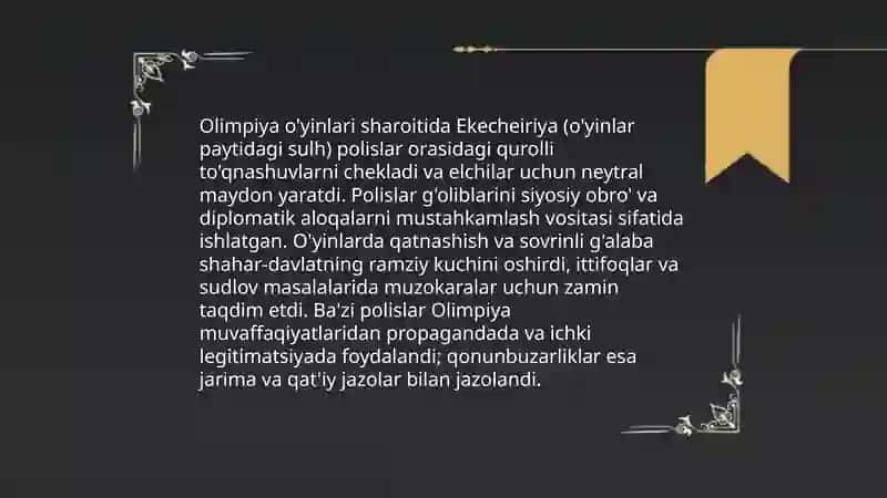 Qadimgi Olpiyada óyinlarining Yunon-rum tarixidagi órni 4