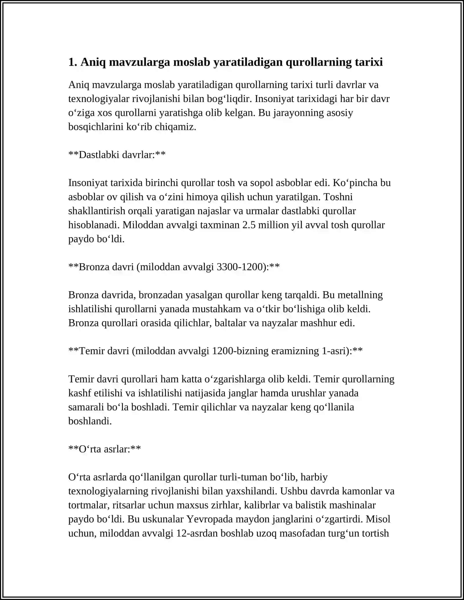 ANIQ MAVZULARGA MOSLAB KÕRGAZMALI QUROLLAR TAYYORLANG 4
