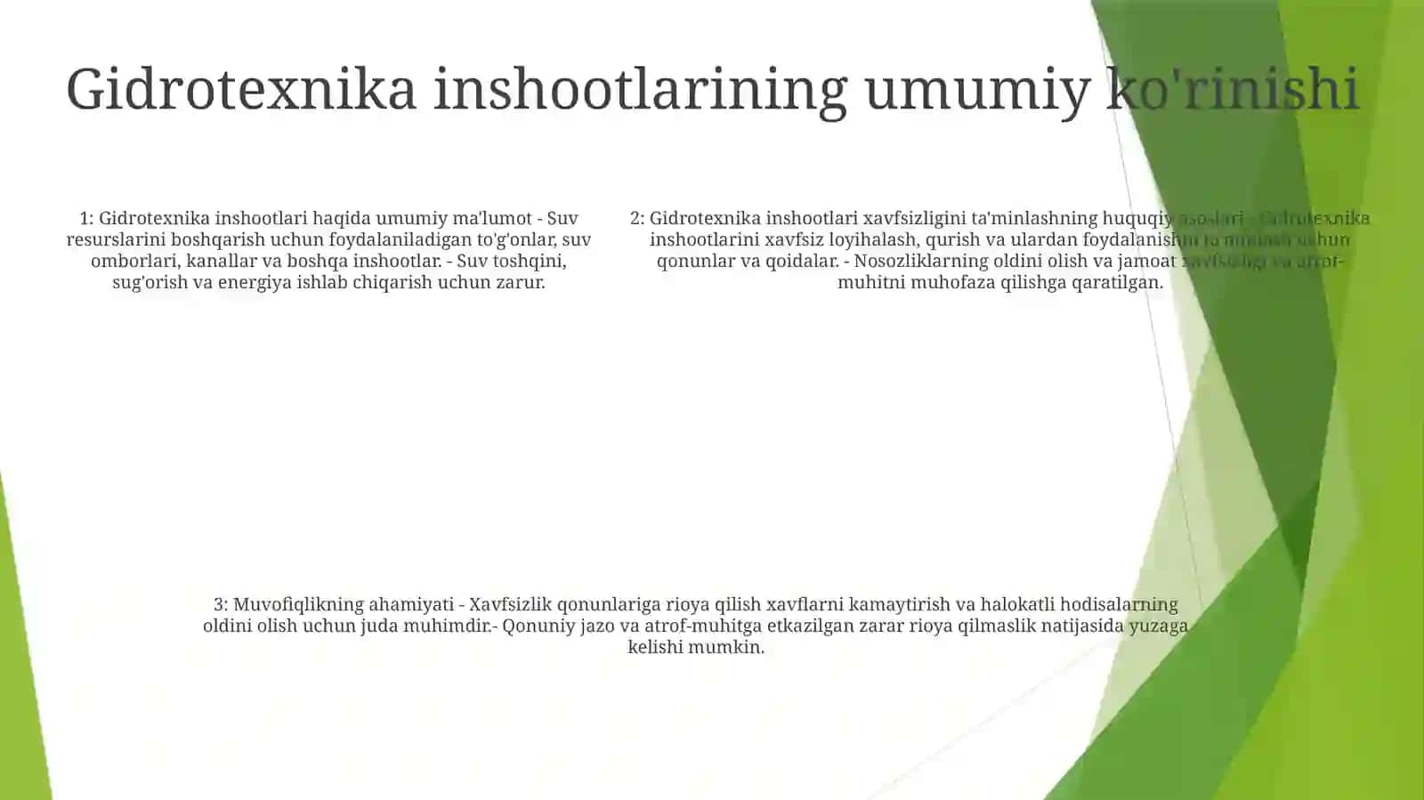 Gidrotexnika Inshootlarining Xavfsizligi ToʻGʻRisidagi QonunBandlariniOʻRganish 4