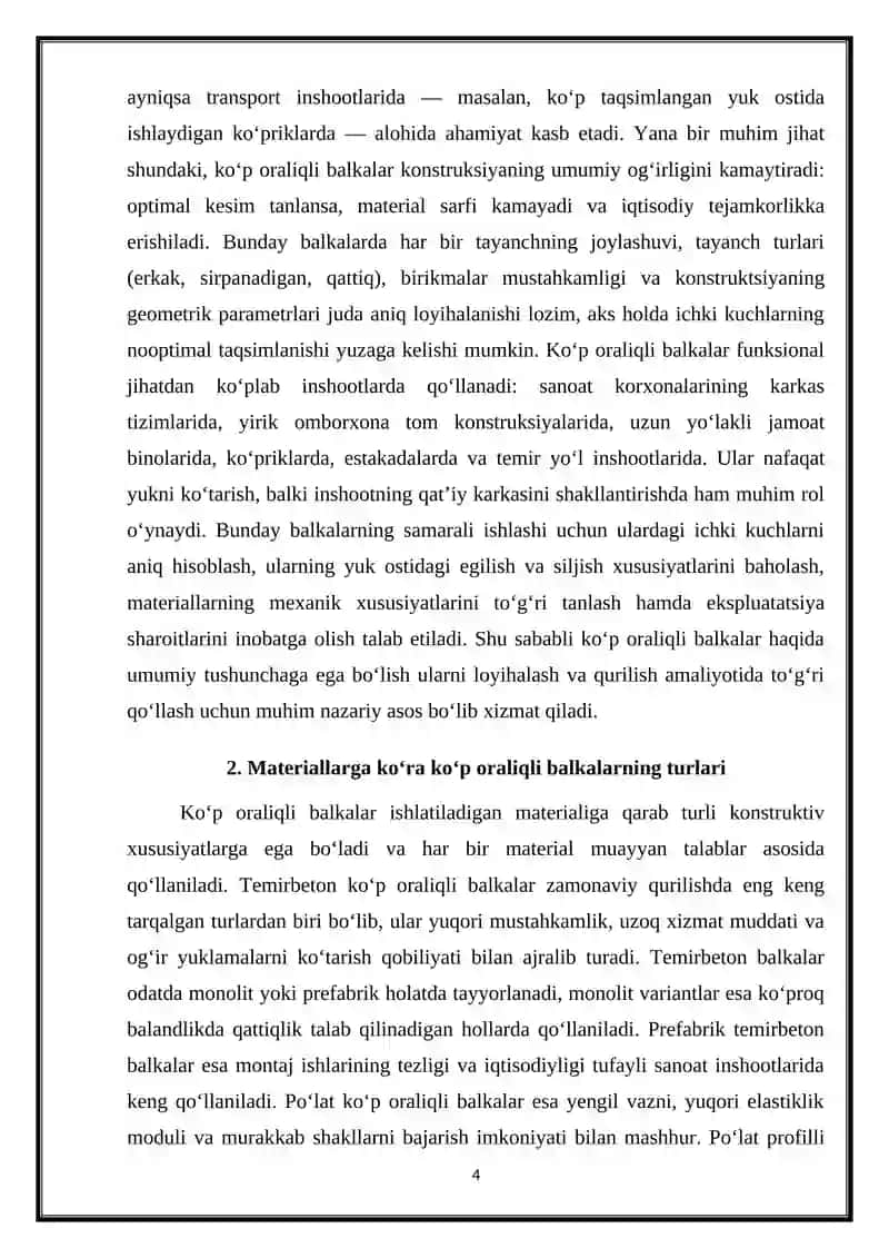 Ko'p oraliqli balkalar 4