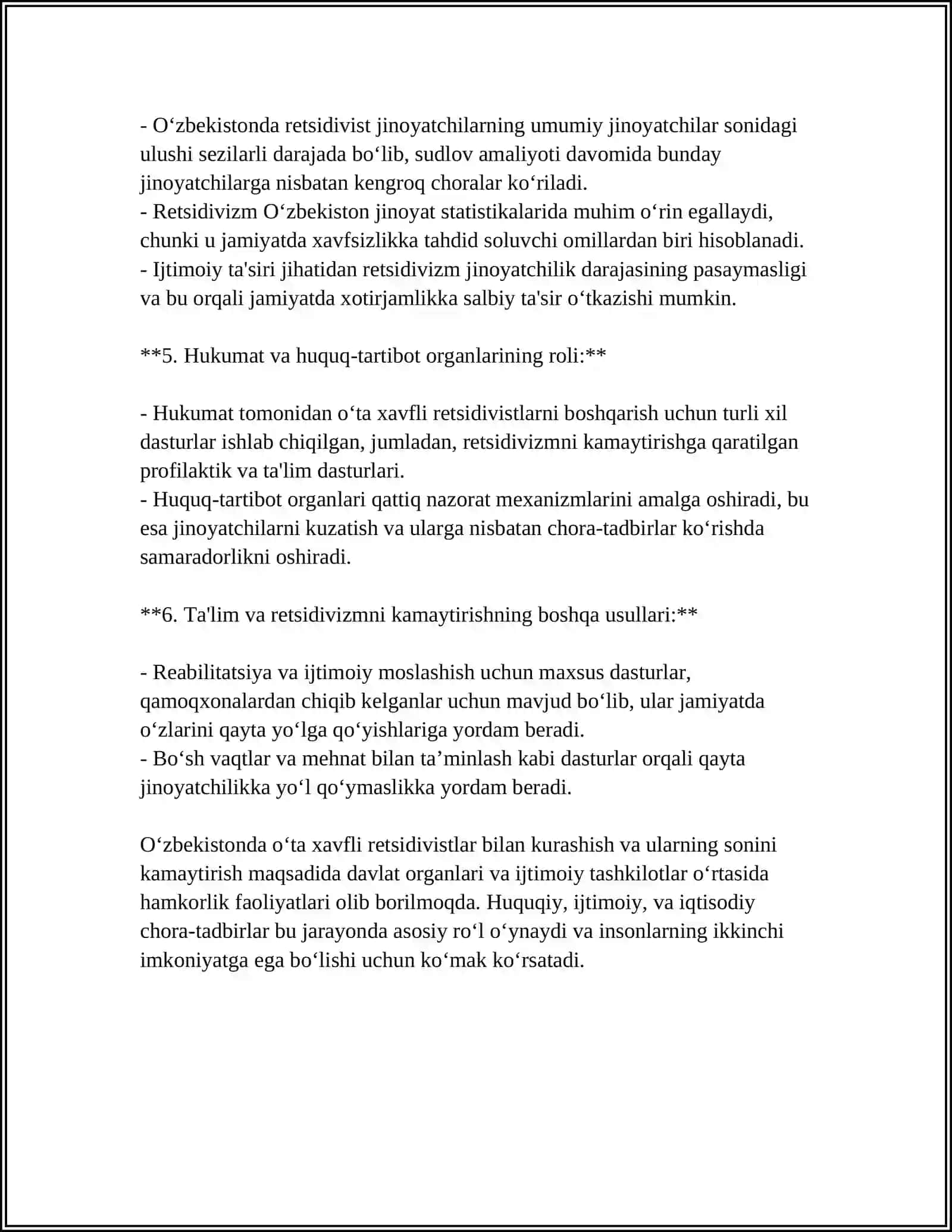 RETSIDIV JINOYAT.OʻTA XAVFLI RETSIDIVIST 4