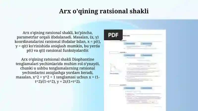 Fermalarning ratsional shakllarini tanlash. Arka oʻqining ratsional shakli 4