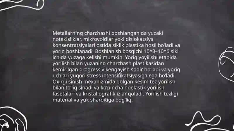 O'zgaruvchan kuchlanishlar. Metallarning charchashi 4