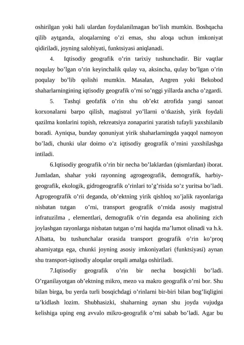 IQTISODIY GEOGRAFIK O'RIN VA UNING METODIK AHAMIYATI 4