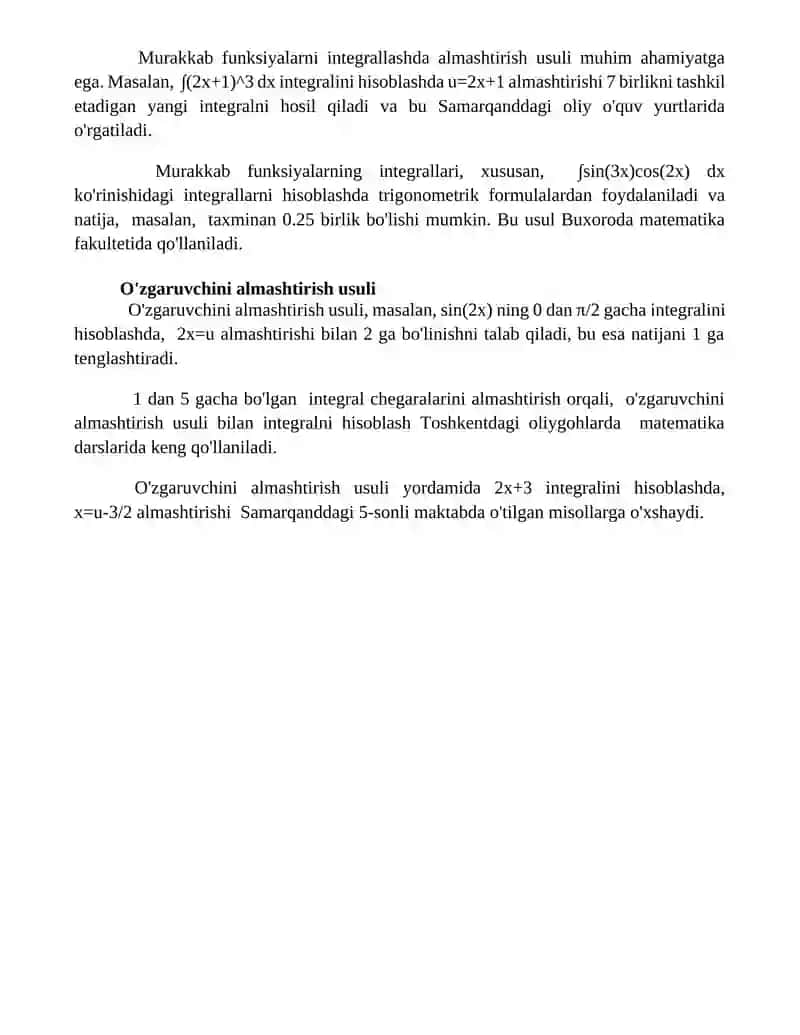 Aniqmas integralni topishning sodda usullariga doir misollar yechish 4