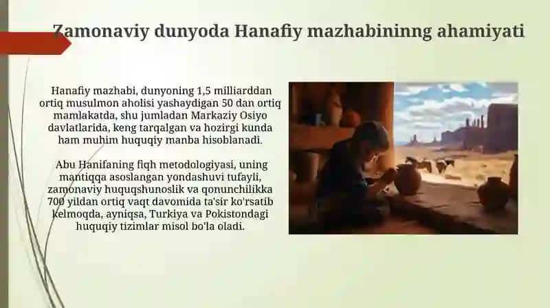 Abu Hanifaning hayoti faoliyati fiqhiy uslubi hanafiylik mazhabining ortaosiyogatarqalishi 4