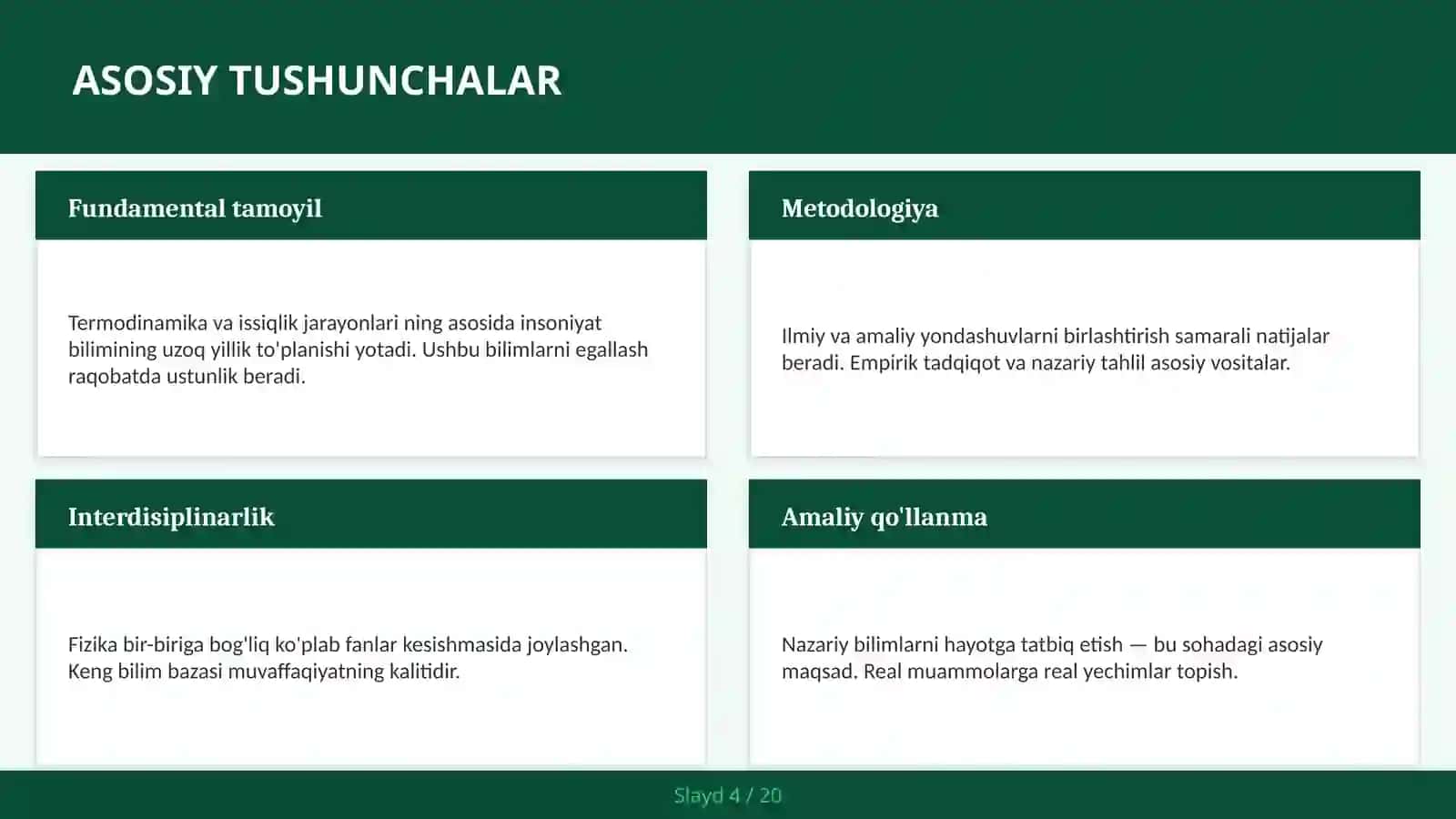 Termodinamika va Issiqlik Jarayonlari 4