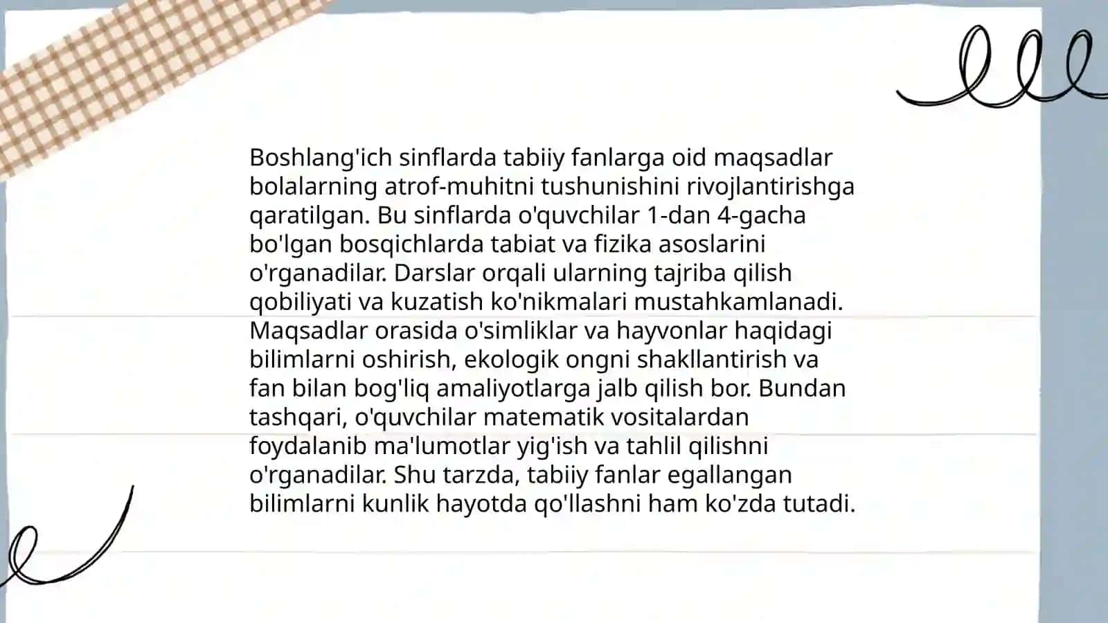 Boshlang'ich maktablarda tabiiy fanning mazmuni o'quv dasturining tahlili 4
