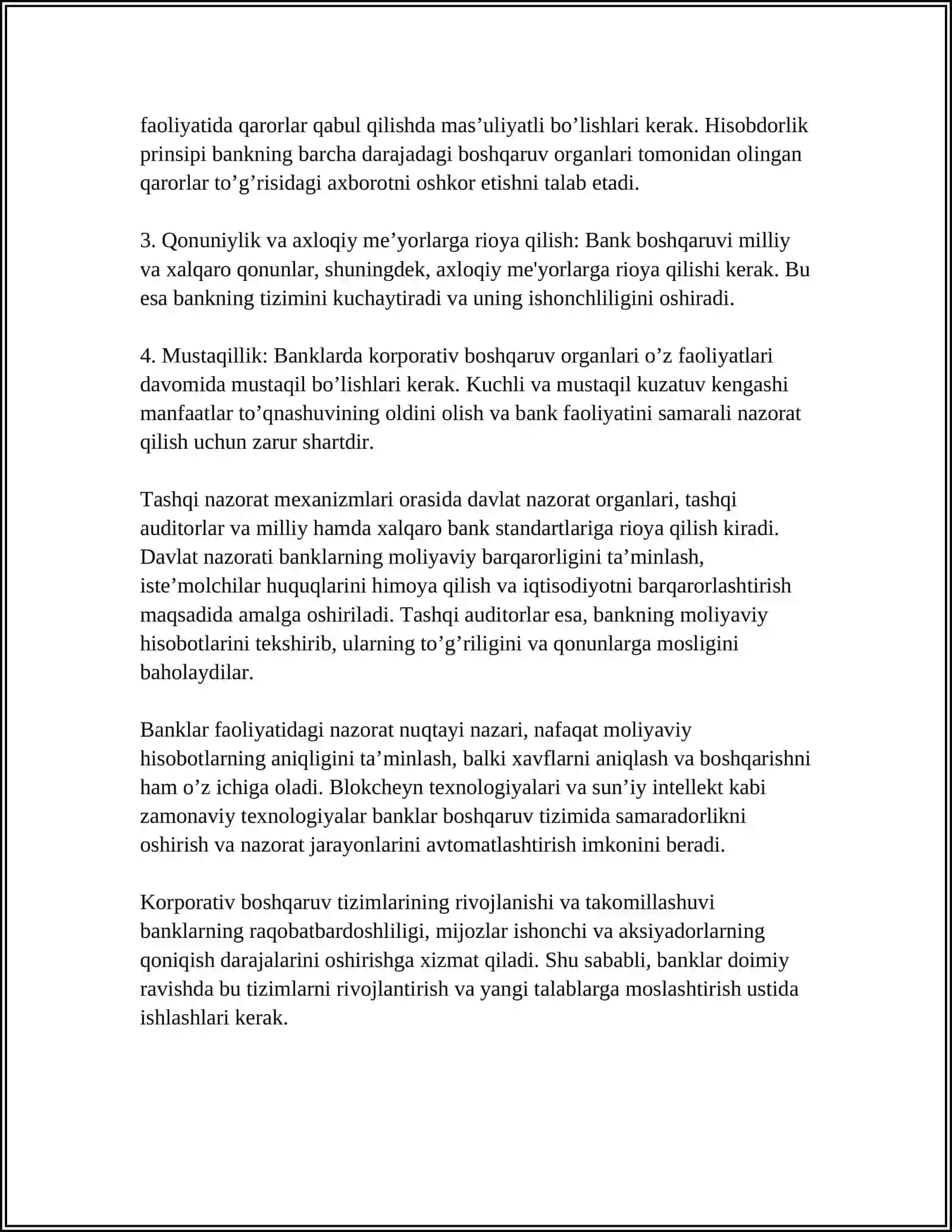 BANKLARDA KORPORATIV BOSHQARUV: NAZORAT NUQTAYI NAZARI 4