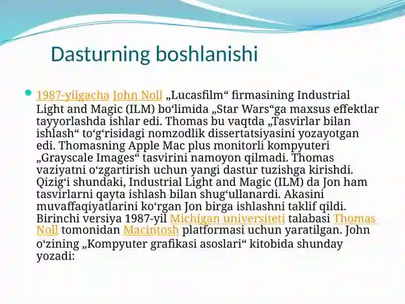 Adobe Photoshop dasturining ishlab chiqilishi 4