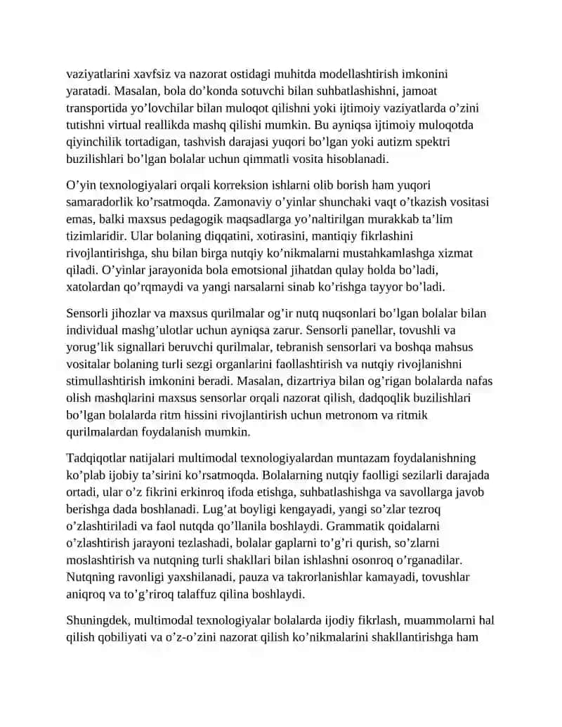 NUTQIDA NUQSONI BO’LGAN BOLALAR BILAN LOGOPEDIK ISHDA MULTIMODAL TEXNOLOGIYALARDAN FOYDALANISH 4