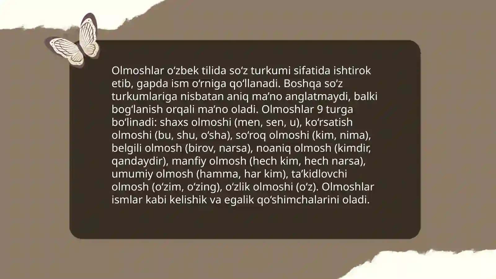 Olmoshning xususiyati va turlari 4