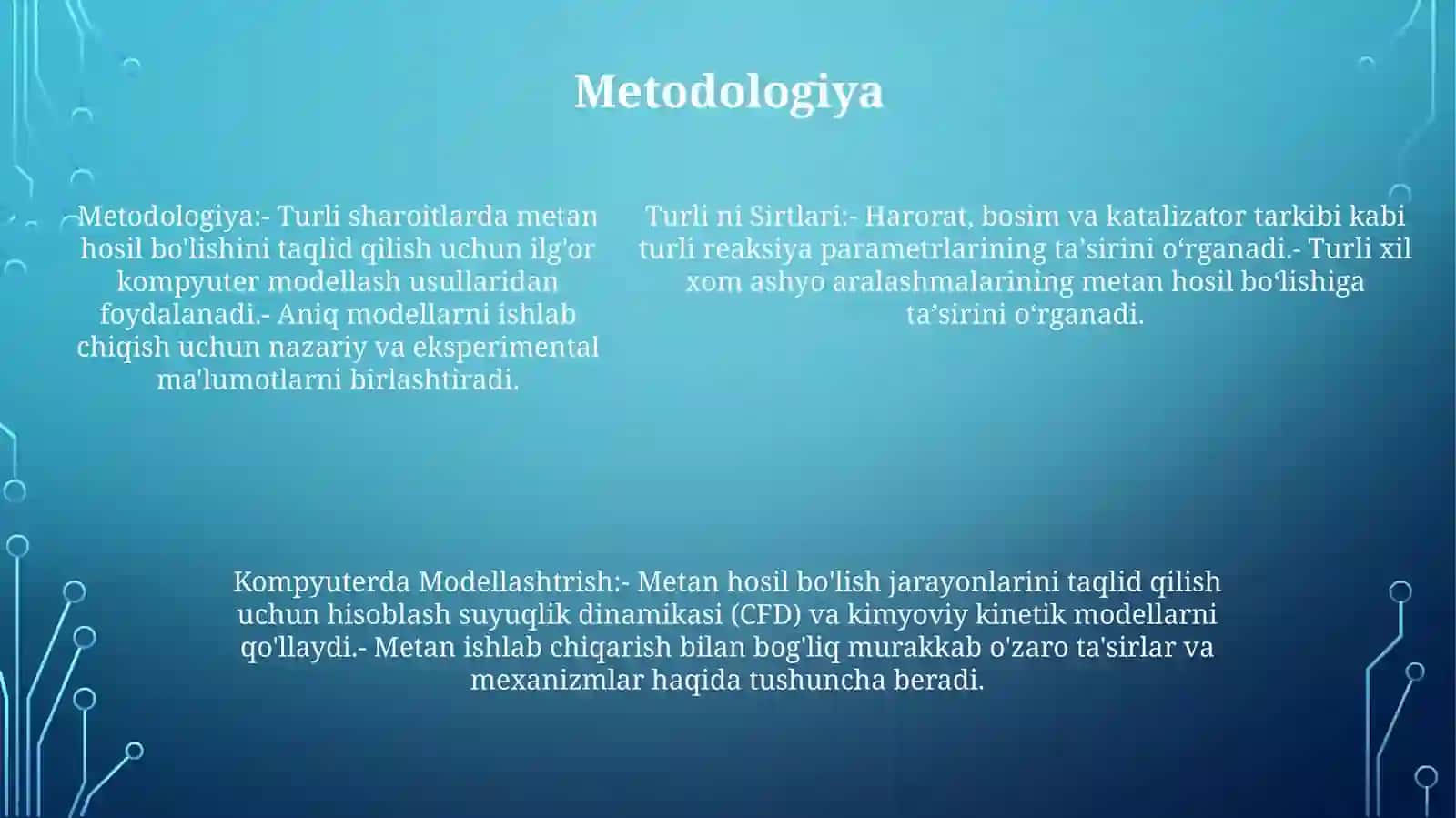 Metan Turlari va ularni Kompyuterda Modellash 4