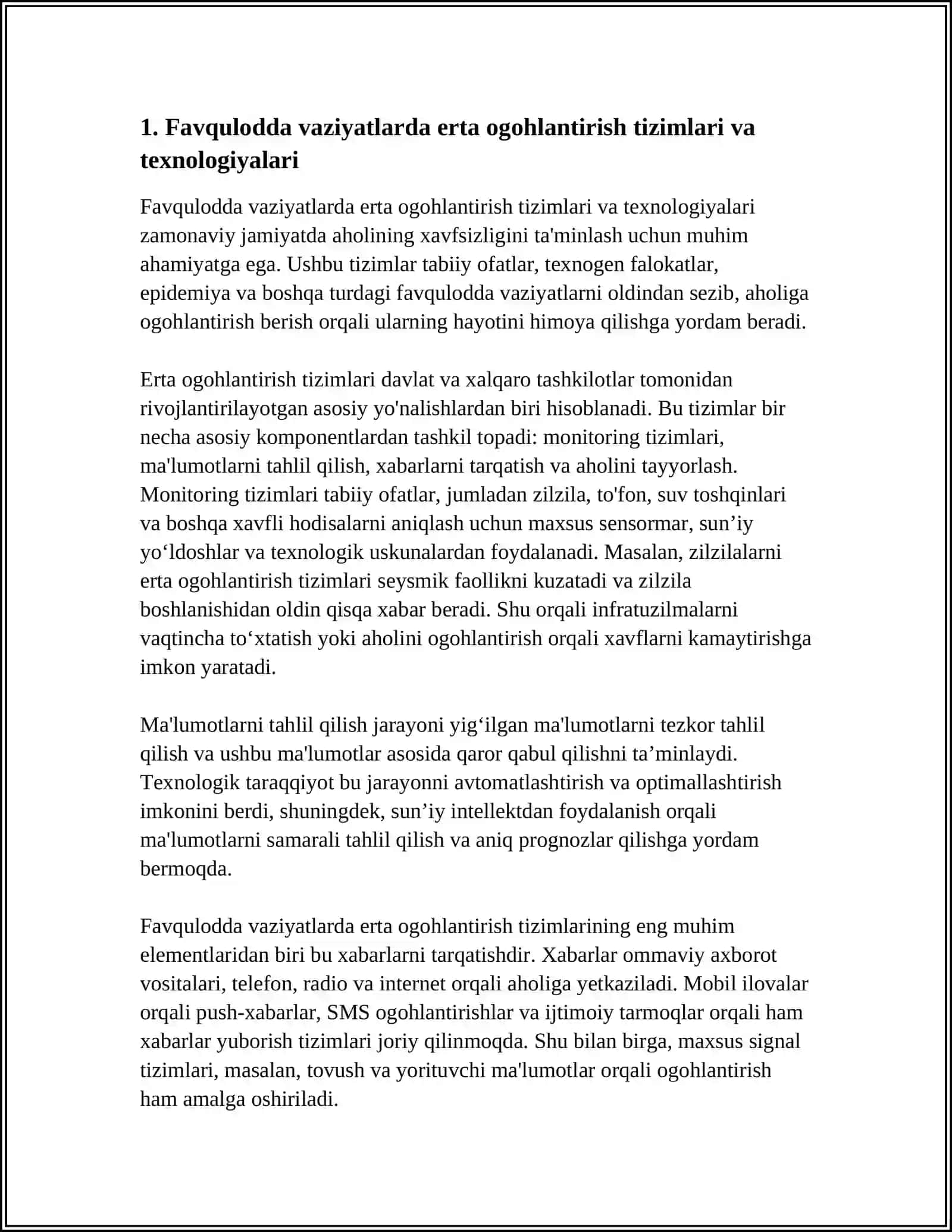 AHOLINI FAVQULODDA VAZIYATLARDAN MUHOFAZA QILISHNING ZAMONAVIY USULLARI 4