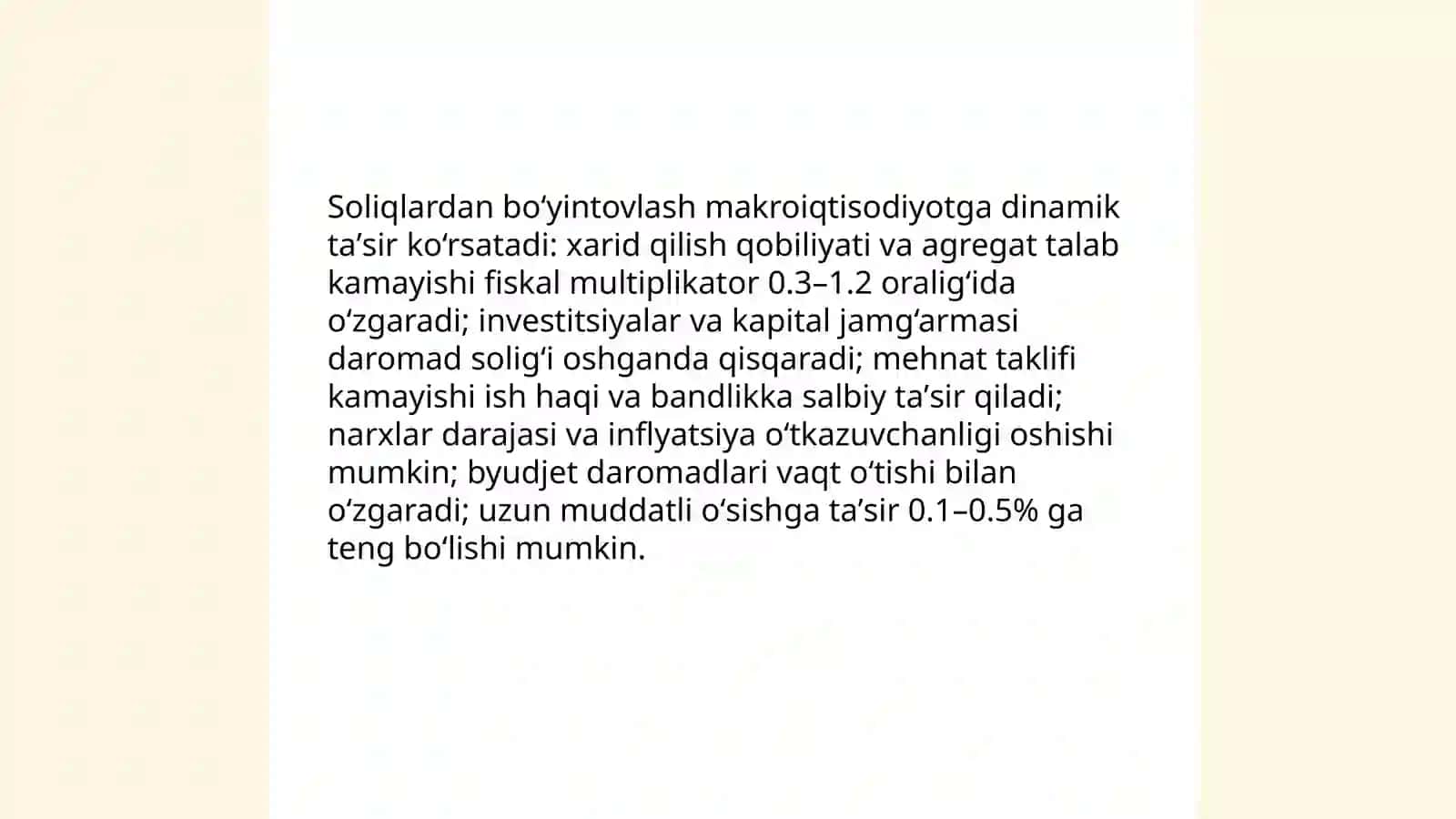 Soliqlardan boʻyintovlash fanidan 4
