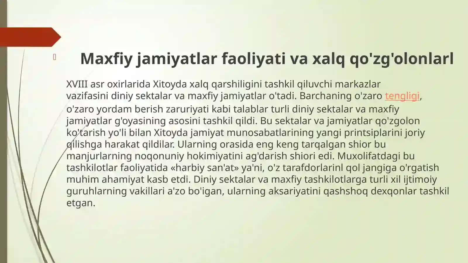 XVIII va XIX asrda Xitoyda yashiring tashkilotlar va xalq o'zg'olonlari 4