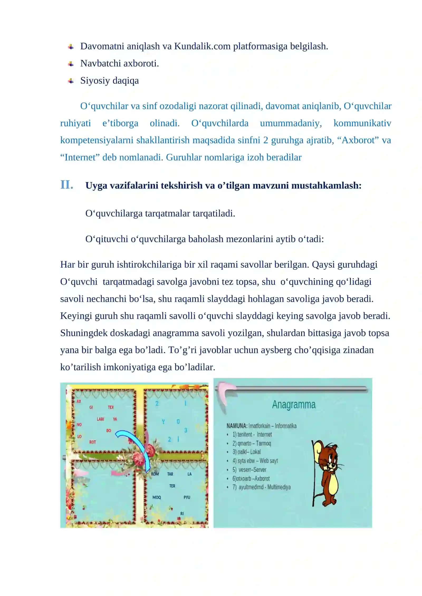 7-sinf Informatika fanidan Internetda ishlashni ta'minlovchi dasturlar dars ishlanma 4