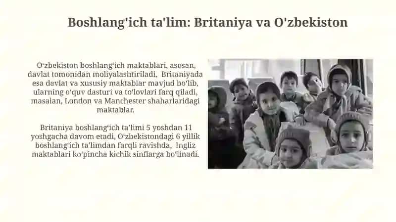 Buyuk Britaniyada ta'lim tizimi va Õzbekistondagi ta'lim shakli bilan farqlari 4