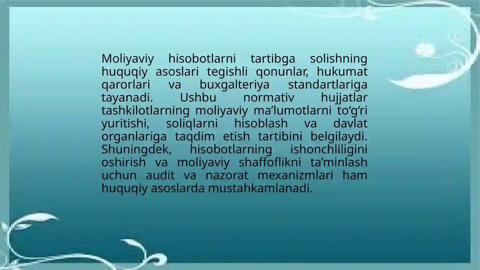 Moliyaviy hisobotlarni normativ-huquqiy tartibga solish tizimi 4