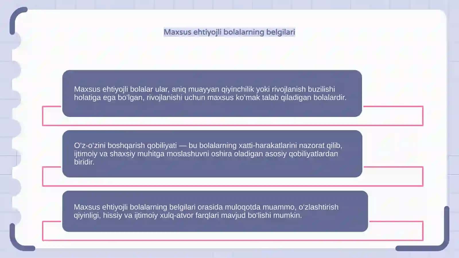 Maxsus ehtiyojli bolalar kimlar? 4
