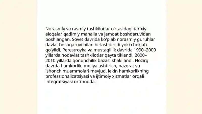 Norasmiy tashkilotlar va ularning rasmiy tashkilotlar bilan aloqalari 4