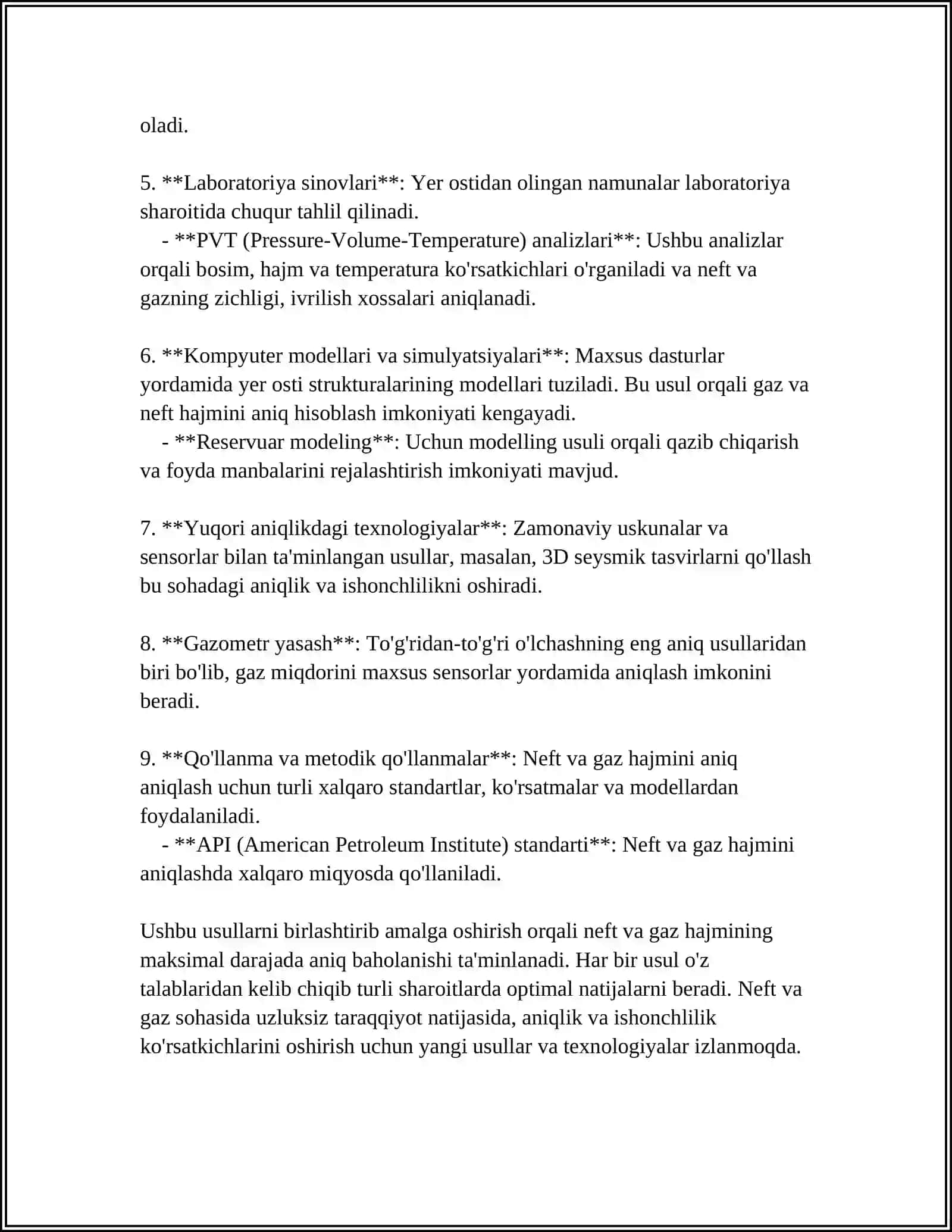 NEFT VA GAZ HAJMIY METOD BOʻYICHA HISOBLASH SHARQIY ISPAN METODI BOʻYICHA 4