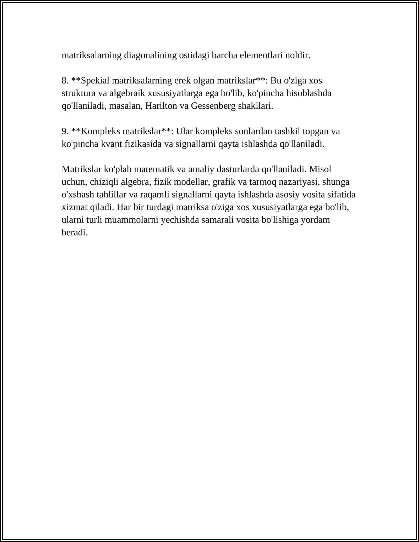 MATRITSALAR USTIDA AMALLAR. TESKARI MATRITSANI TOPISH. MATRITSANI RANGINI HISOBLASH 4