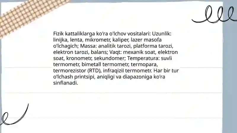 O'lchov vositalari va ularning sinflarga bo'linishi 4